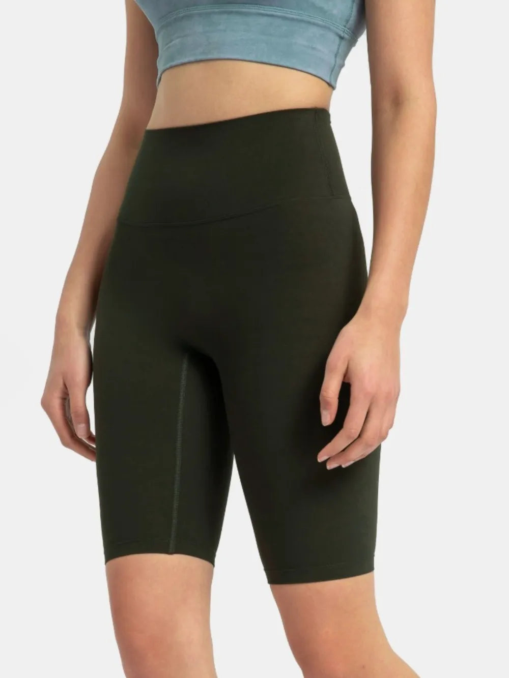 Millennia High Rise Wide Waistband Active Shorts Vintage Green Easy Apparels