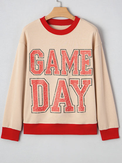 Trendsi GAME DAY Letter Graphic Round Neck Sweatshirt