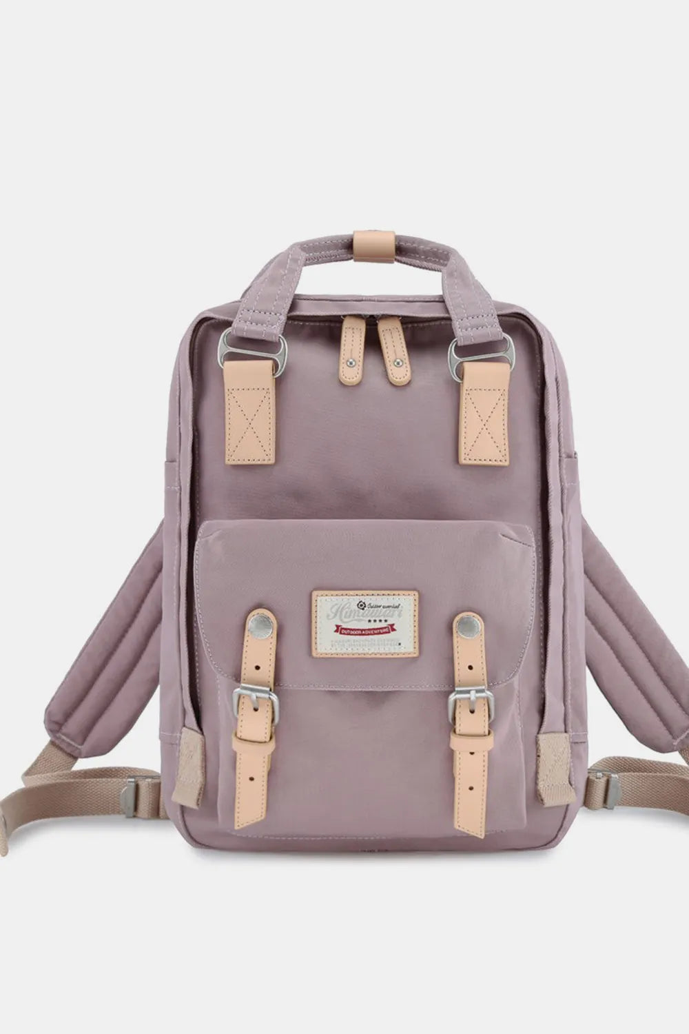 Himawari Contrast Waterproof Nylon Backpack Bag Mauve One Size Easy Apparels