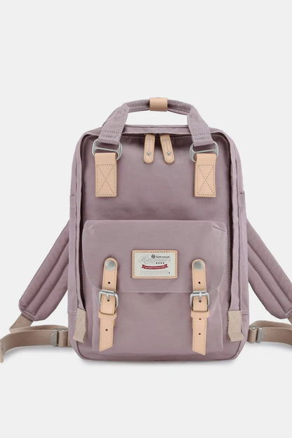 Himawari Contrast Waterproof Nylon Backpack Bag Mauve One Size Easy Apparels