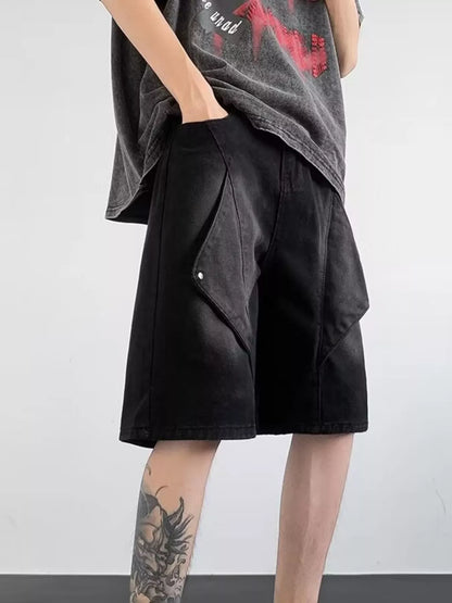 Men's Plus Size Wash Denim Shorts with Pockets Easy Apparels