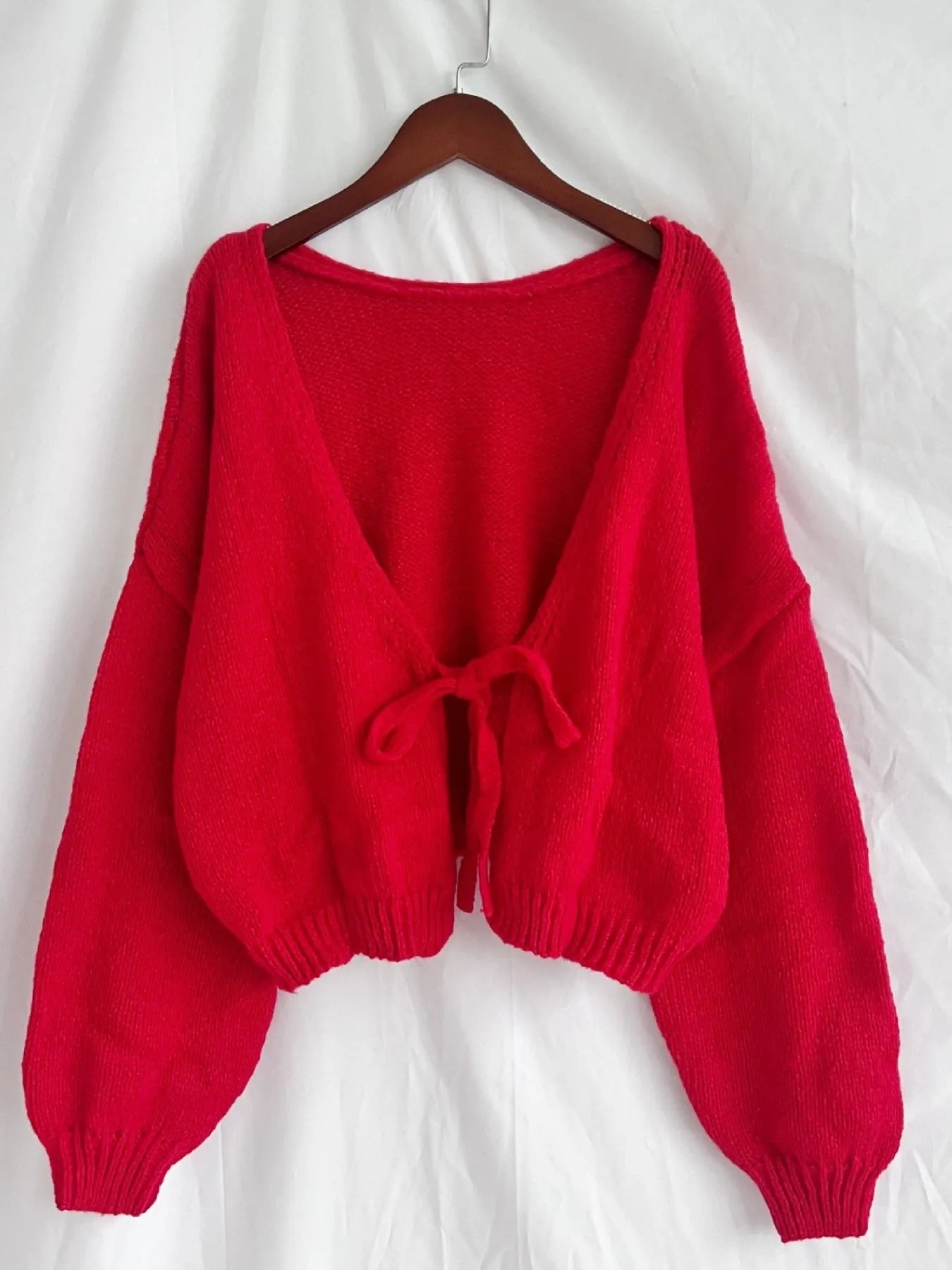 Tied Drop Shoulder Cardigan Easy Apparels