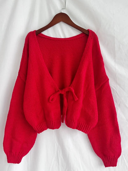 Tied Drop Shoulder Cardigan Easy Apparels