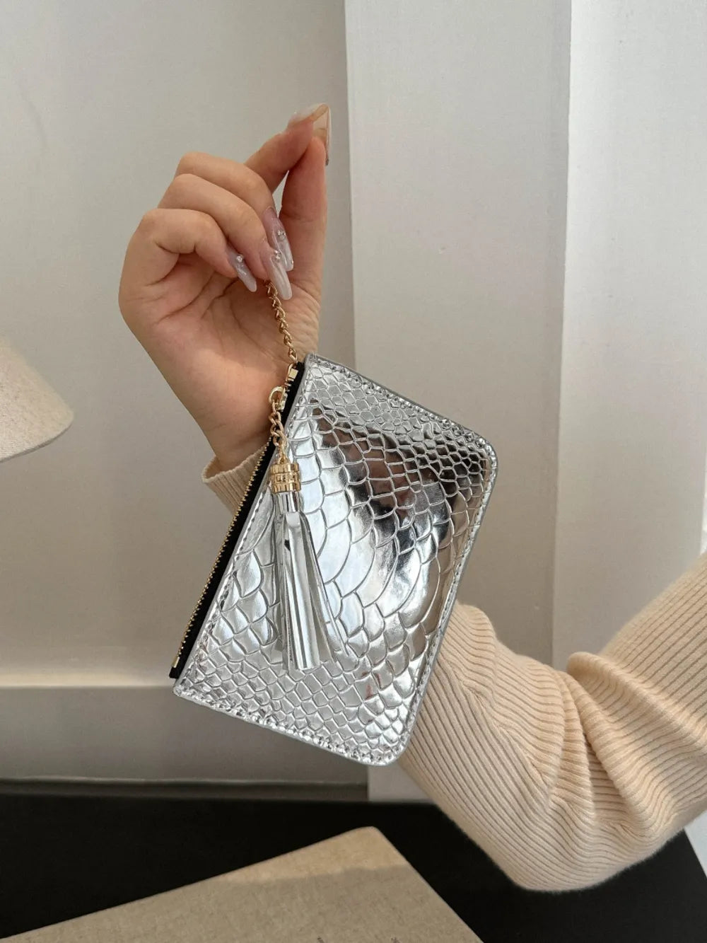 PU Leather Tassel Trim Card Case Easy Apparels