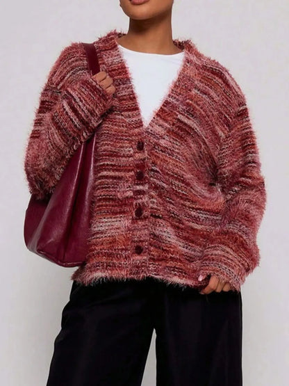 Fuzzy Button Down Chunky Cardigan Easy Apparels