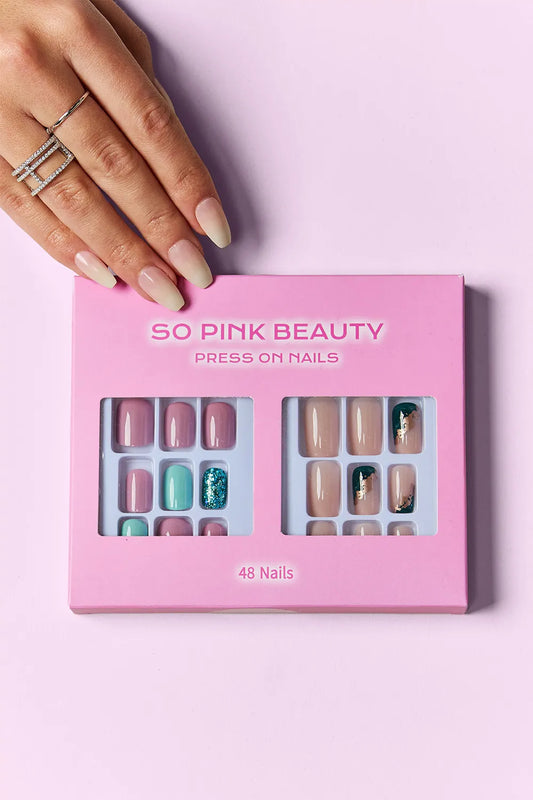 SO PINK BEAUTY Press On Nails 2 Packs Polished Petals One Size Easy Apparels