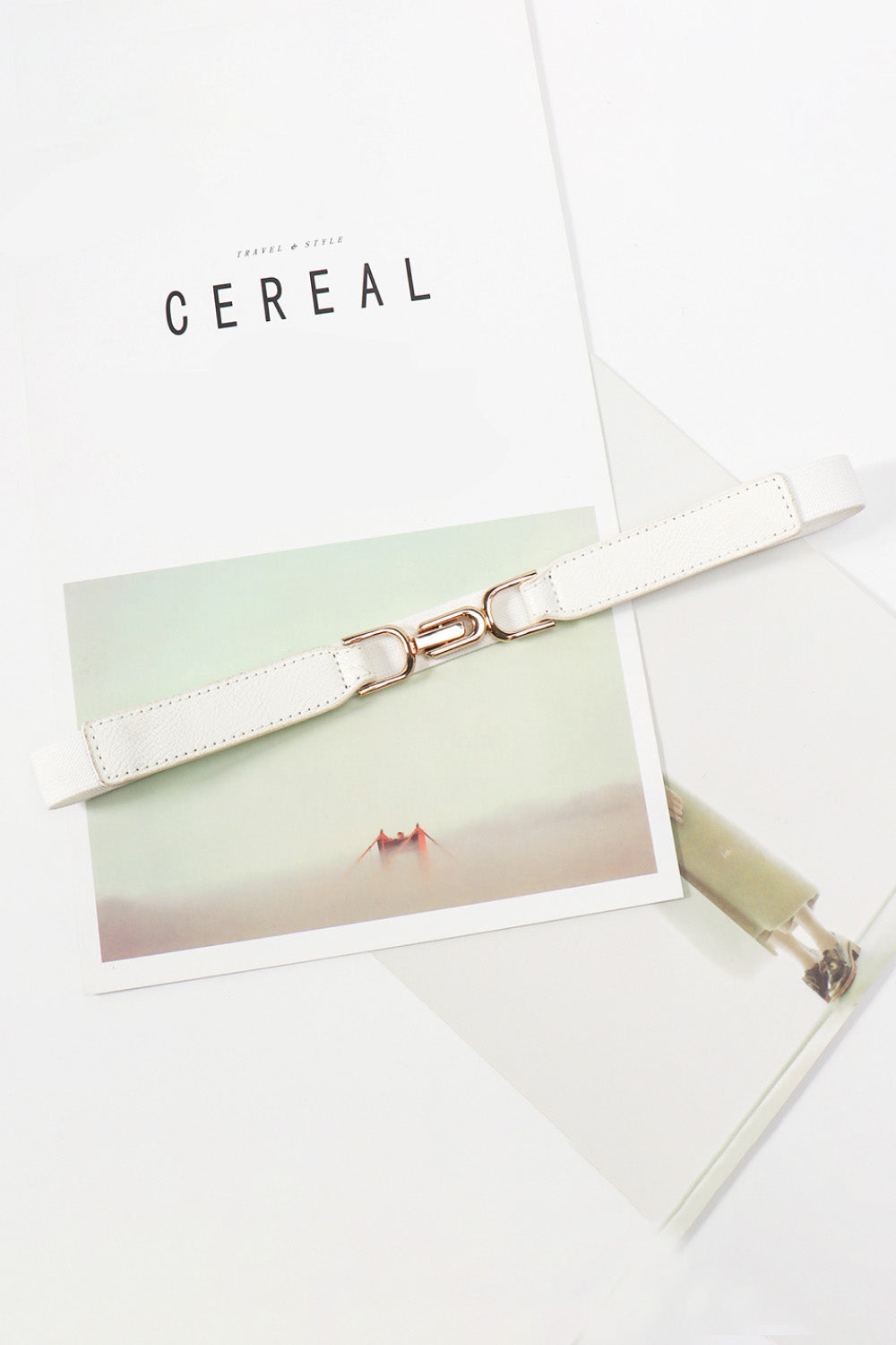 Alloy Buckle Elastic Belt White One Size Easy Apparels