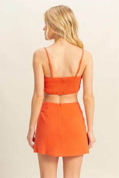 HYFVE Ruched Bra Top and Mini Skirt Set Easy Apparels