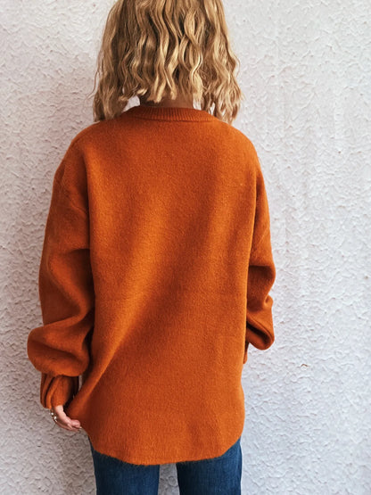 Trendsi Round Neck Dropped Shoulder Sweater