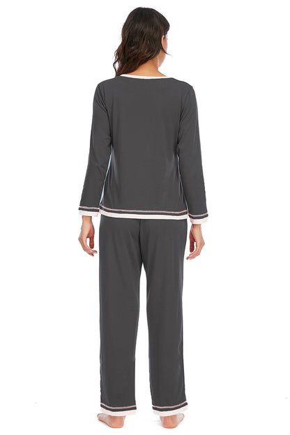 V-Neck Top and Pants Lounge Set Easy Apparels
