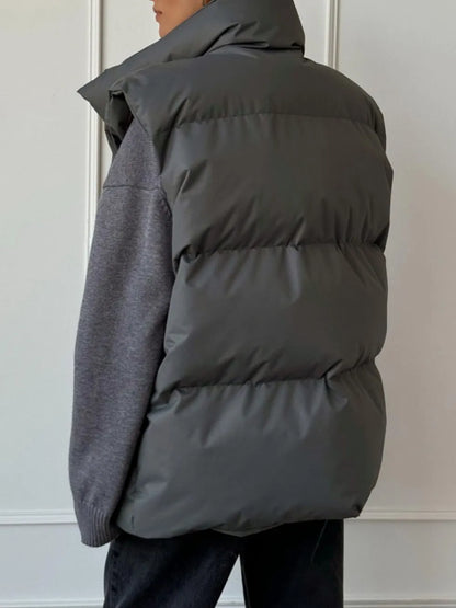 Zip Up Turtleneck Vest Coat Easy Apparels