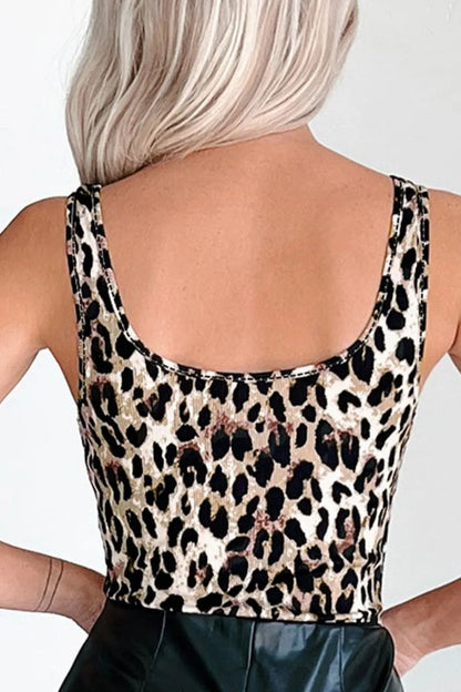 Trendsi Leopard Sleeveless Bodysuit