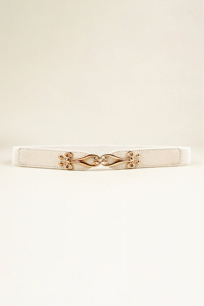 Alloy Buckle Elastic Belt White One Size Easy Apparels