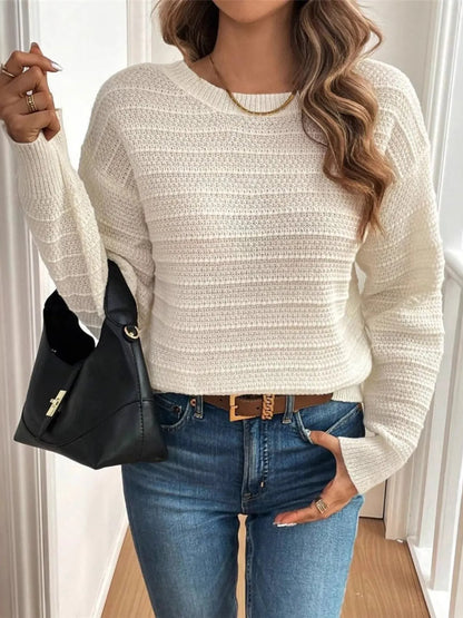 Trendsi Round Neck Bow-Back Knit Top