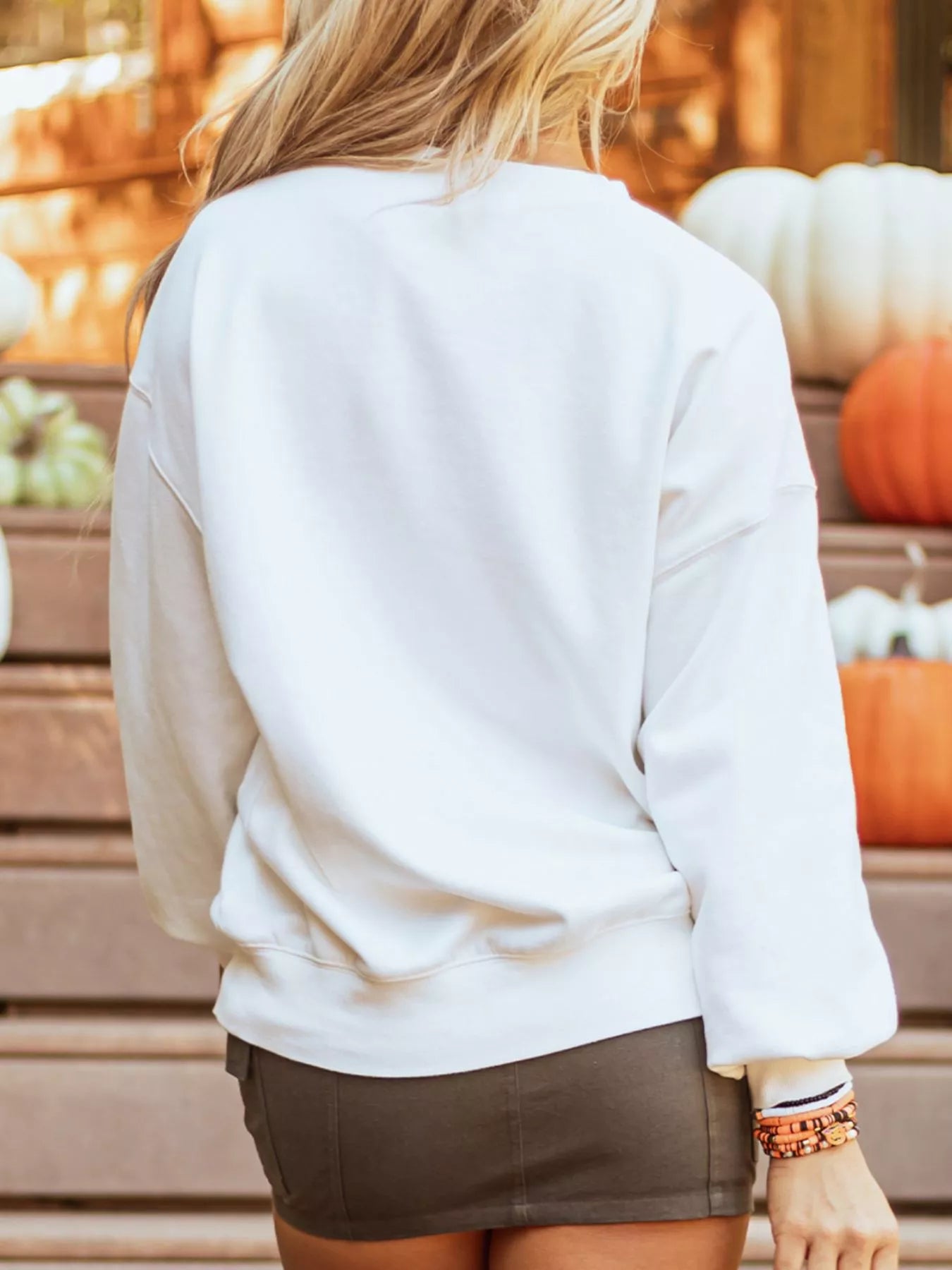 Halloween Pumpkin Patched Pattern Long Sleeve Sweatshirt Easy Apparels
