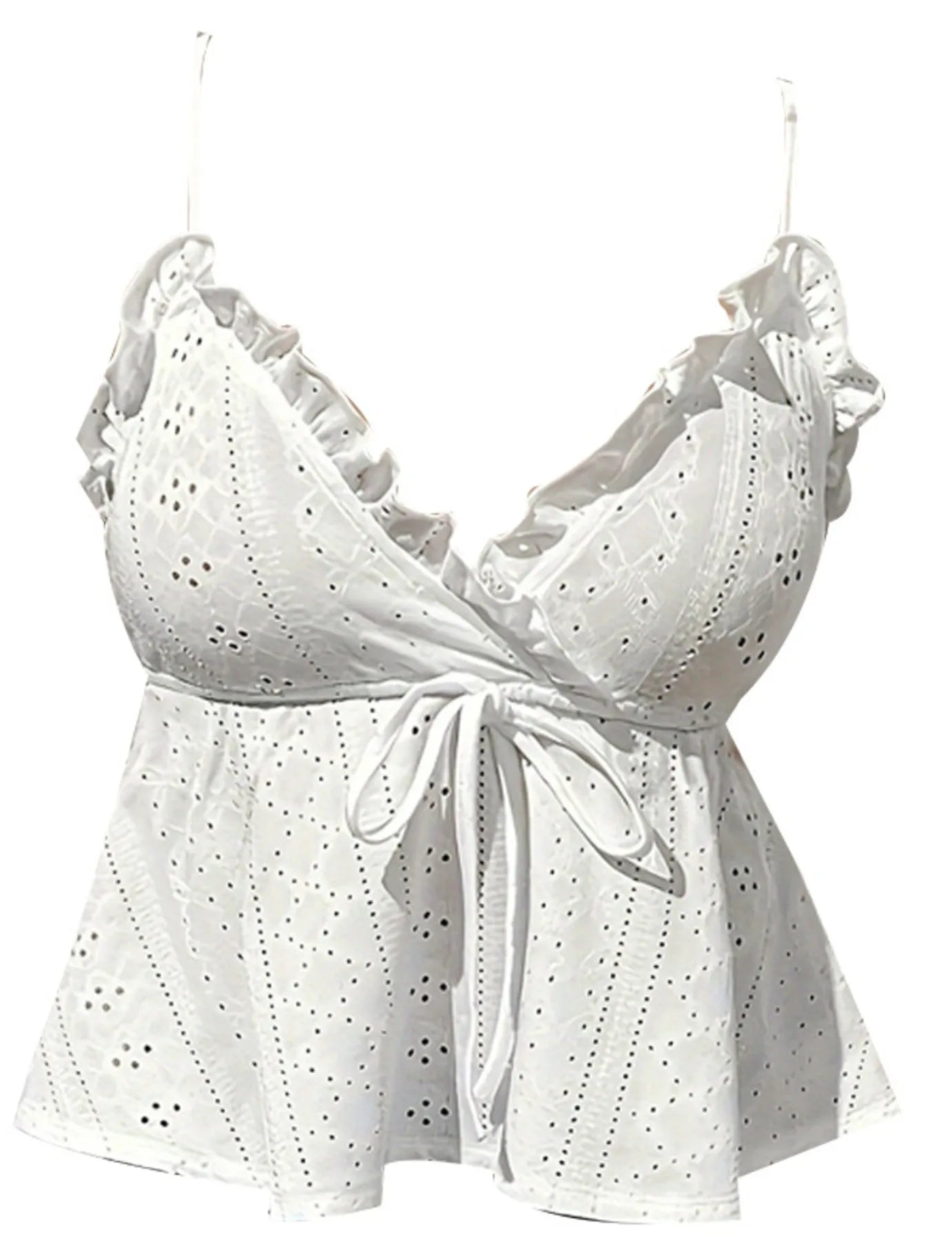 Trendsi Eyelet Ruffle Cami