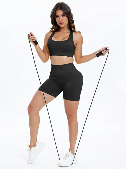 Scoop Neck Wide Strap Top and Shorts Active Set Easy Apparels