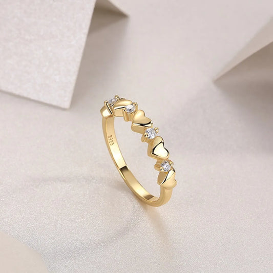 925 Sterling Silver Moissanite Heart Ring Gold Easy Apparels