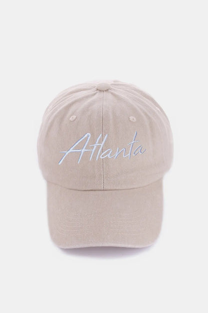 Zenana Washed ATLANTA Embroidered Baseball Cap Atlanta Ash Mocha One Size Easy Apparels