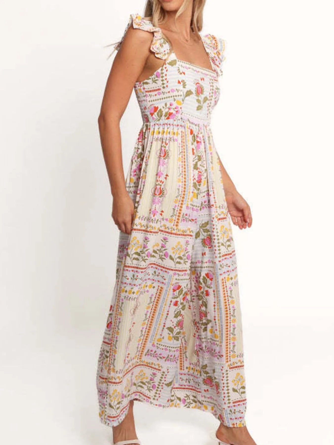 Floral Print Ruffle Strap Jumpsuit Easy Apparels
