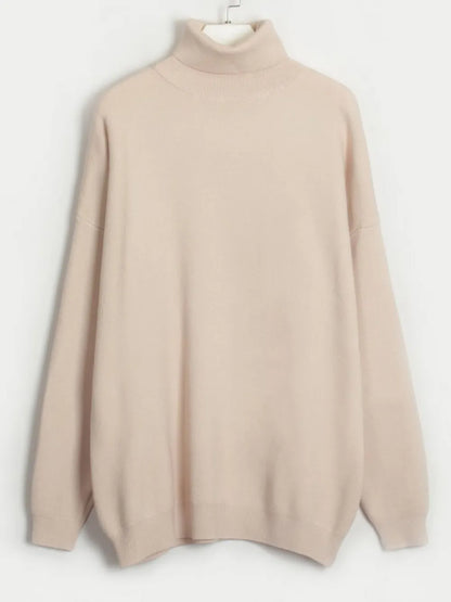 Turtleneck Long Sleeve Top and Drawstring Pants Sweater Set Easy Apparels