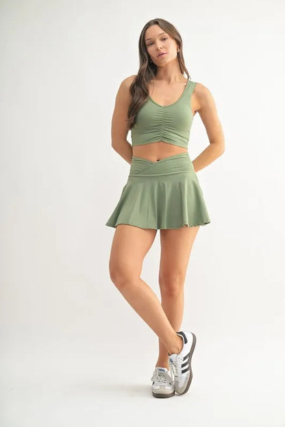 MONO B Ruched Front Active Tank Easy Apparels