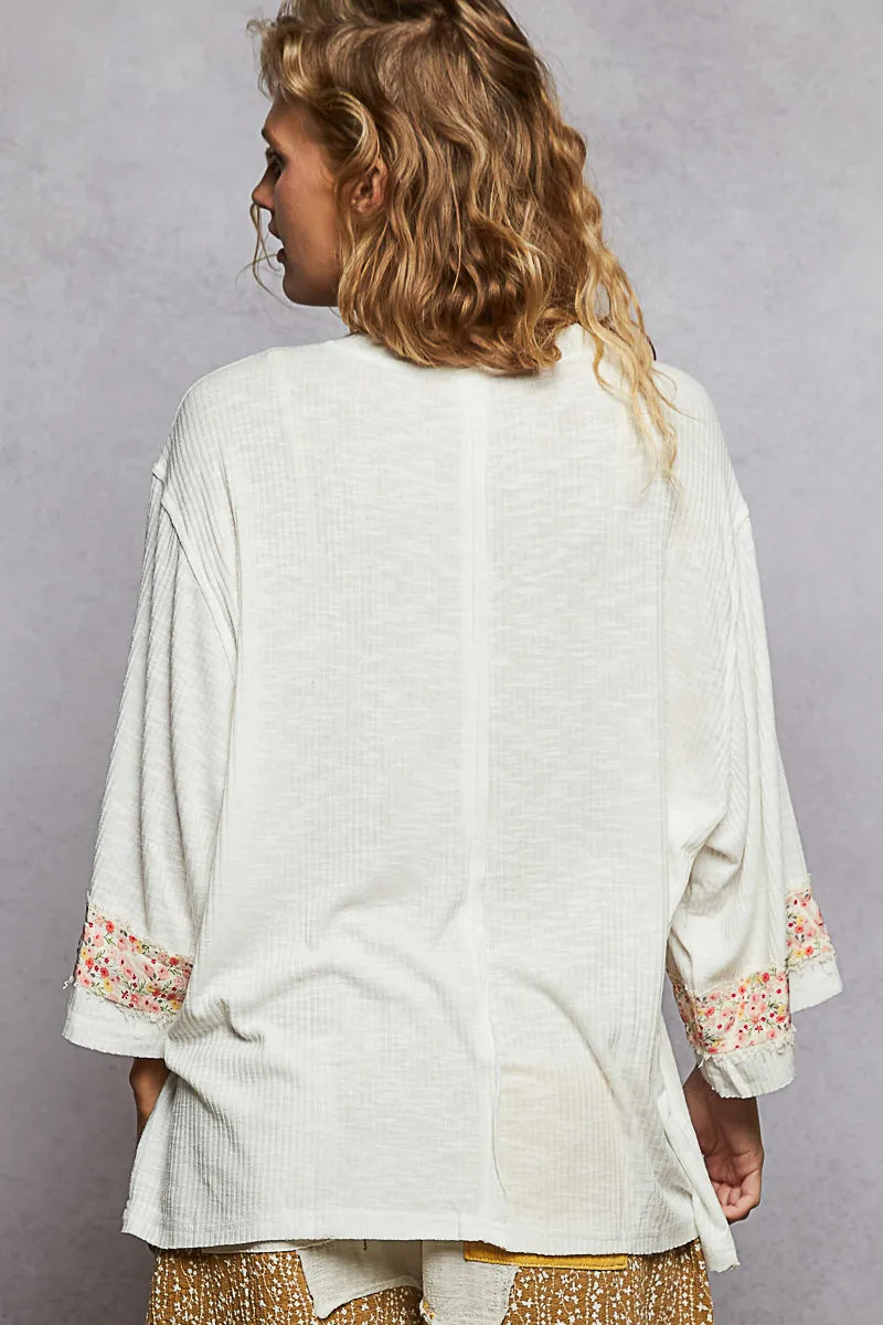 Trendsi POL Floral Peace Patch Drop Shoulder T-Shirt