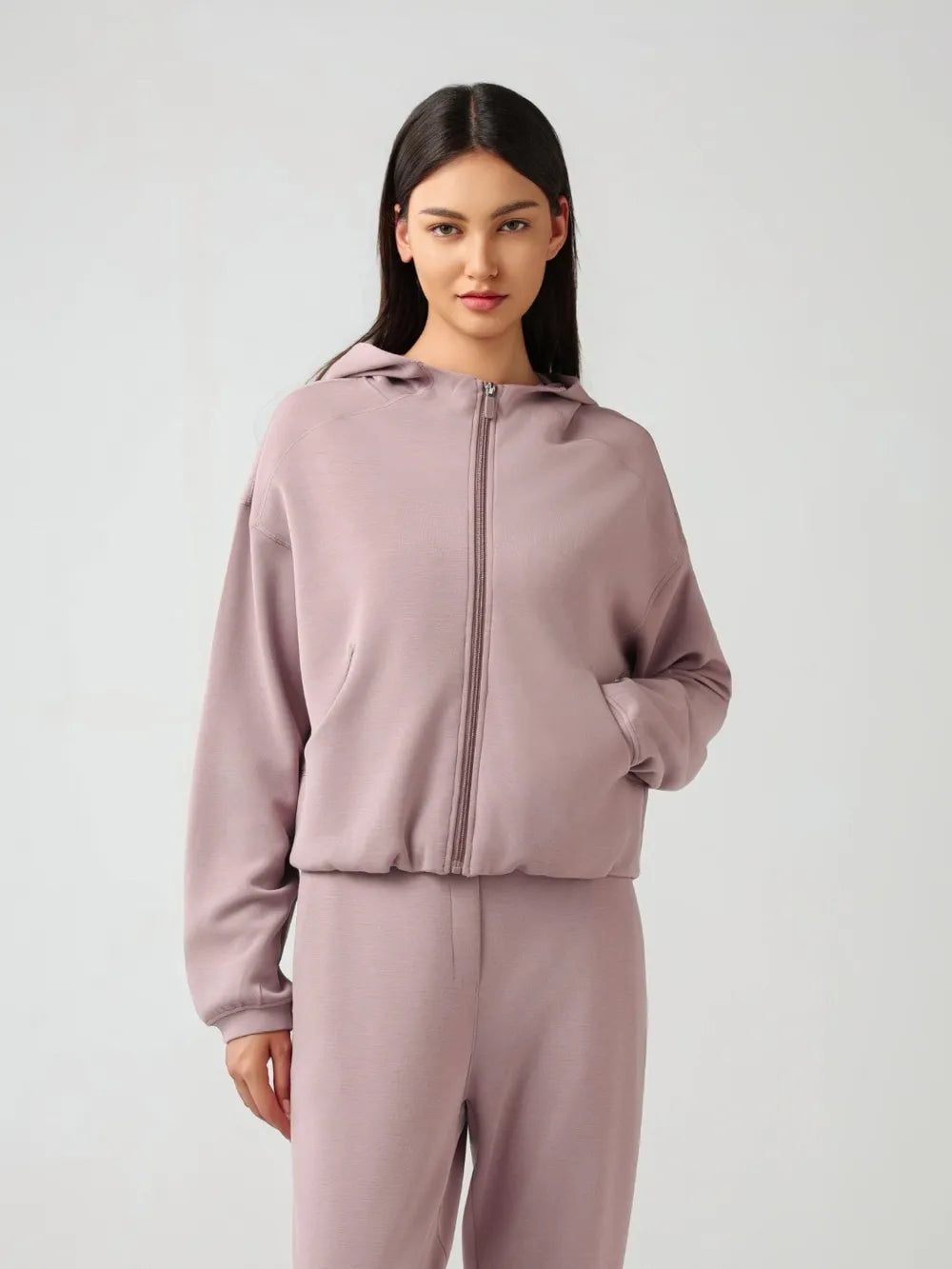 Millennia Zip Up Dropped Shouder Active Hooded Easy Apparels