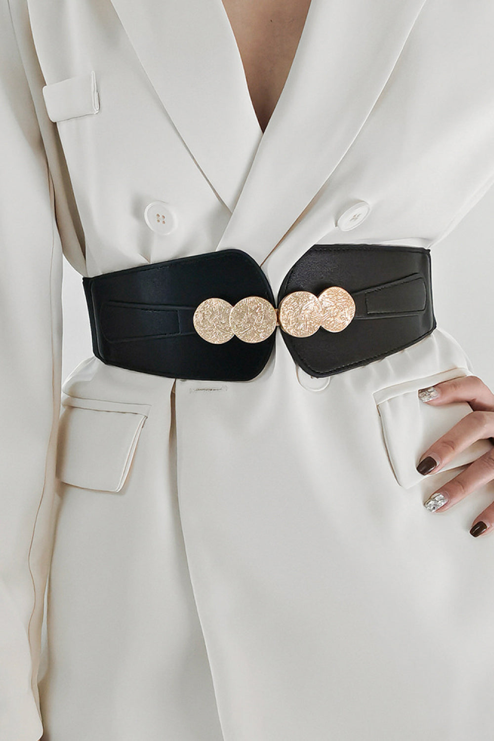 Alloy Buckle Elastic Belt Black One Size Easy Apparels