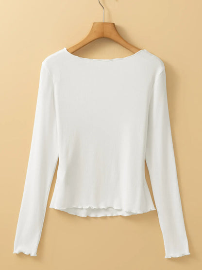 Trendsi Exposed Seam Slim Fit Long Sleeve Top