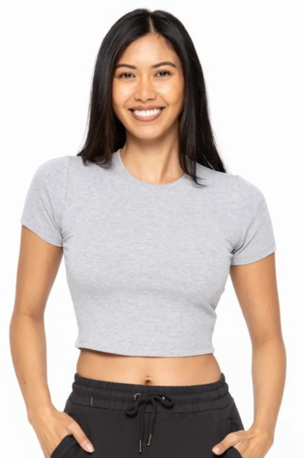 MONO B Essential Micro-ribbed Cropped Athleisure Tee Easy Apparels