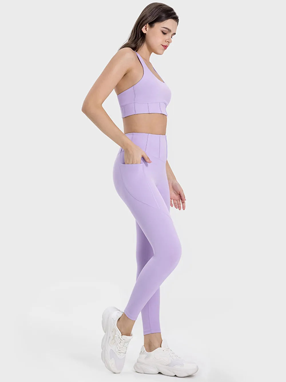 Millennia Pocketed High Waist Active Leggings Easy Apparels