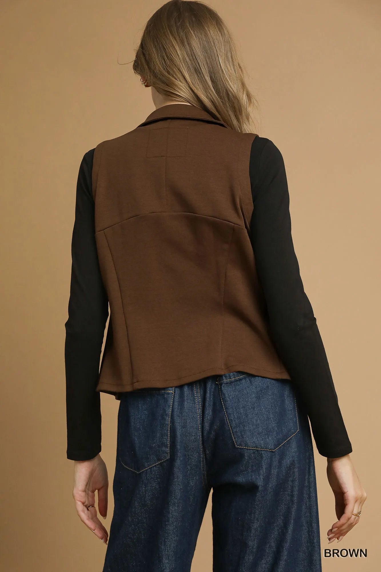 Umgee Zip-Front Fitted Vest with Pockets Easy Apparels