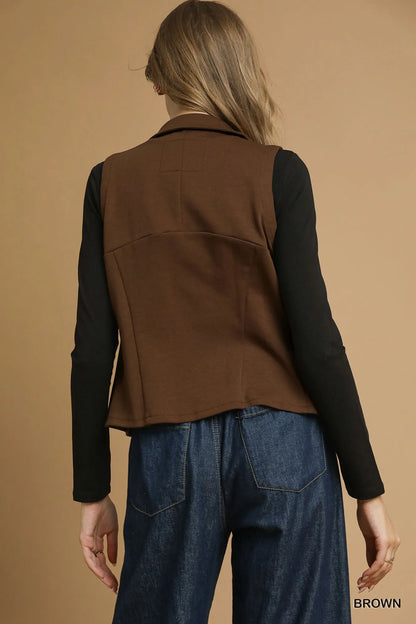 Umgee Zip-Front Fitted Vest with Pockets Easy Apparels