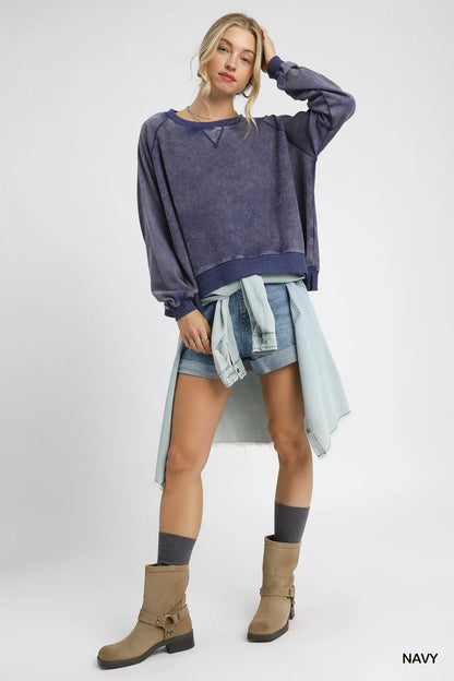Trendsi Umgee Mineral Wash French Terry Sweatshirt