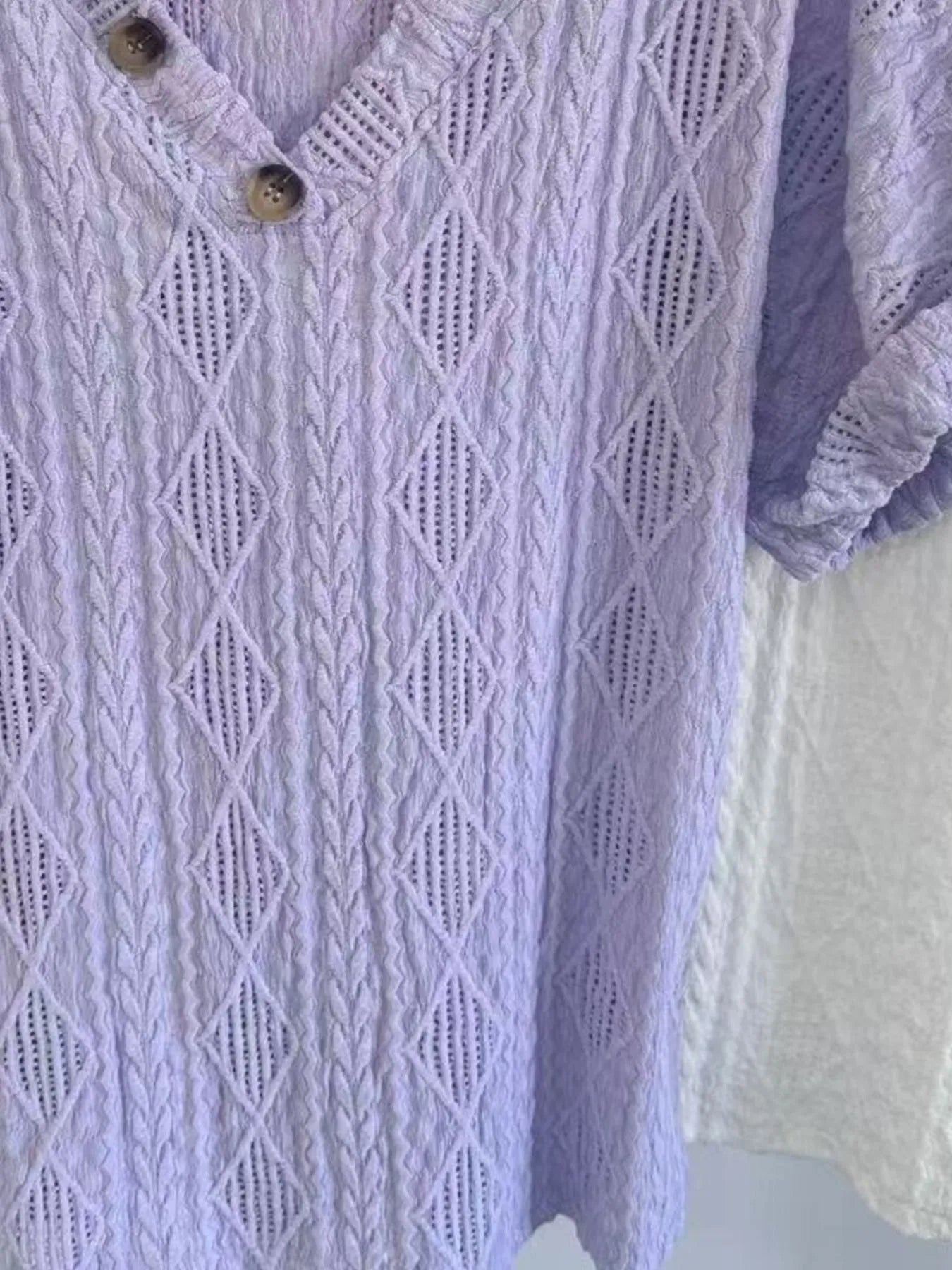 Trendsi Textured V-Neck Short Sleeve Top