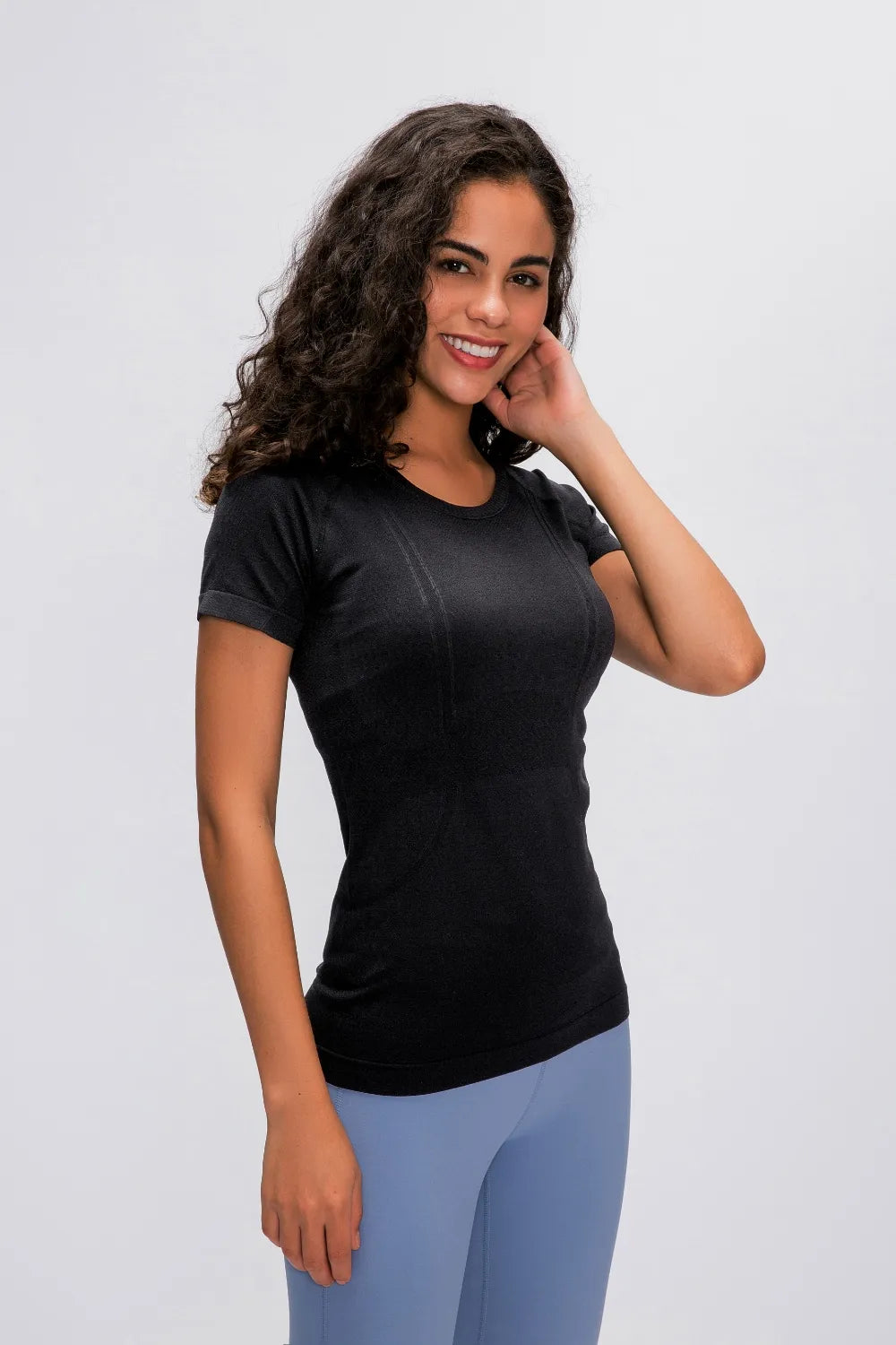 Millennia Round Neck Short Sleeve Active T-Shirt Black Easy Apparels