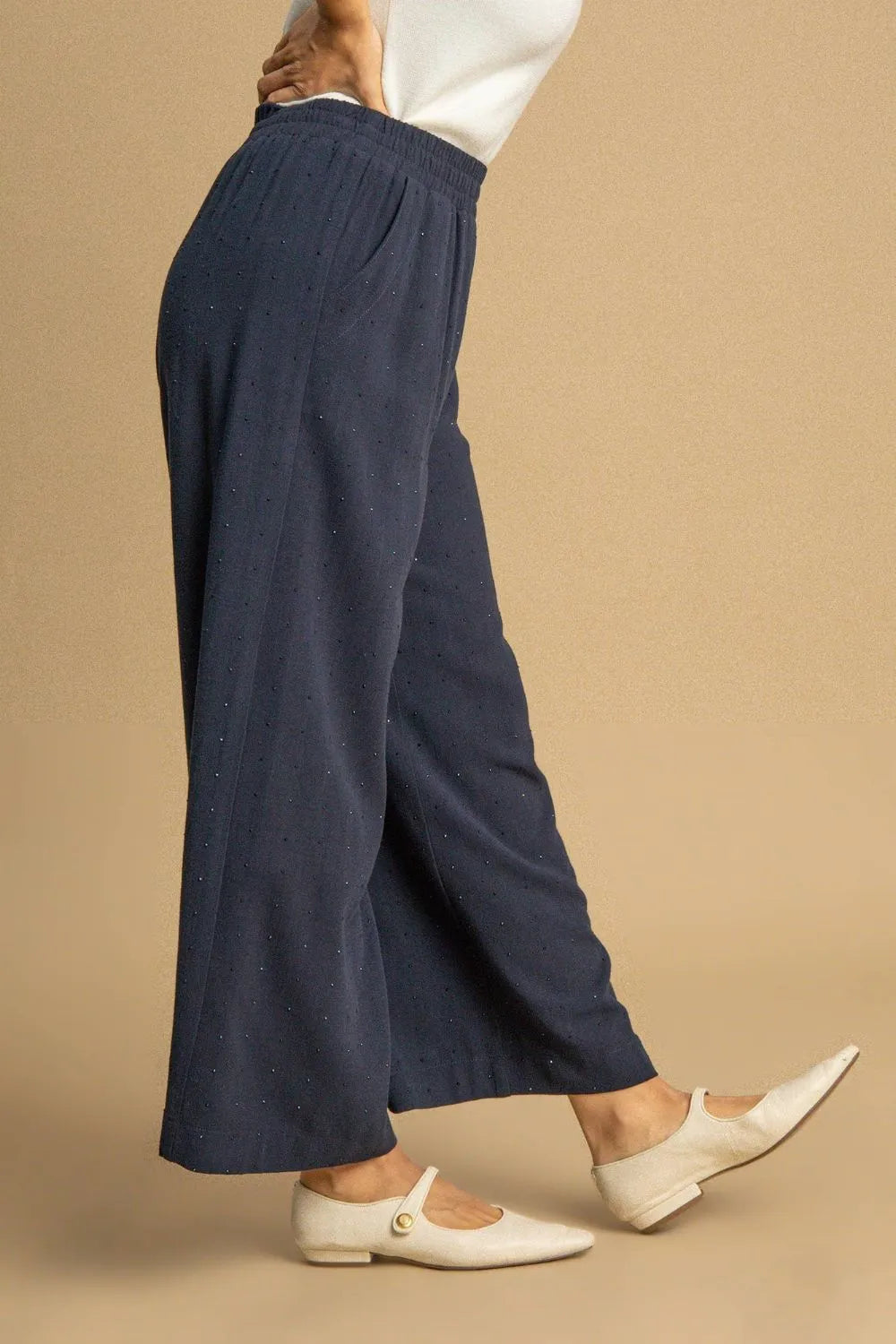 Umgee Full Size High Waisted Embellished Linen Pants Plus Size Easy Apparels