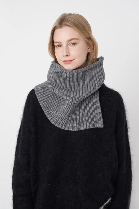 Slit Pullover Knit Scarf Dark Gray One Size Easy Apparels