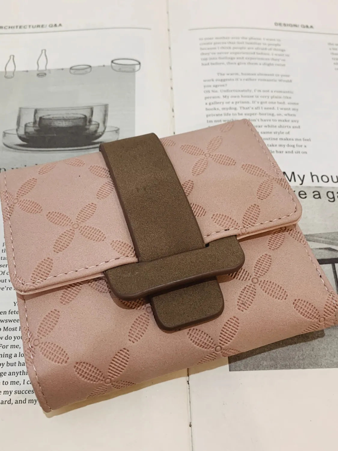 PU Leather Wallet Pale Blush One Size Easy Apparels