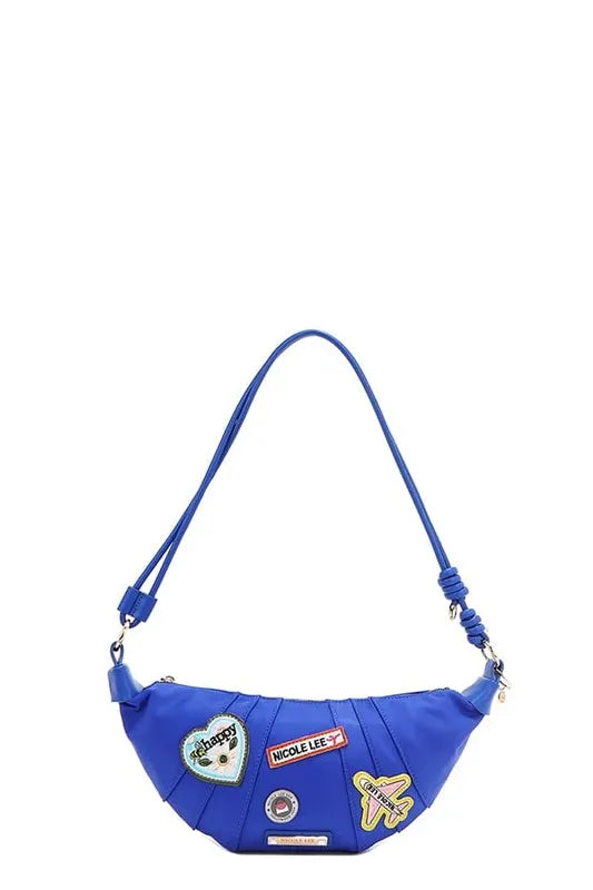 Nicole Lee USA Color Patch Croissant Bag Royal Blue One Size Easy Apparels