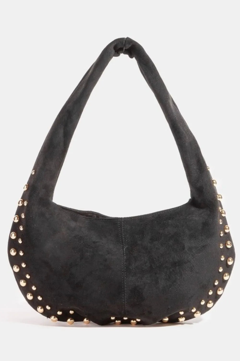 Fame Metallic Studded Faux Suede Hand Bag GBK One Size Easy Apparels