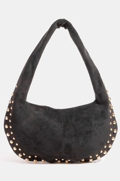 Fame Metallic Studded Faux Suede Hand Bag GBK One Size Easy Apparels
