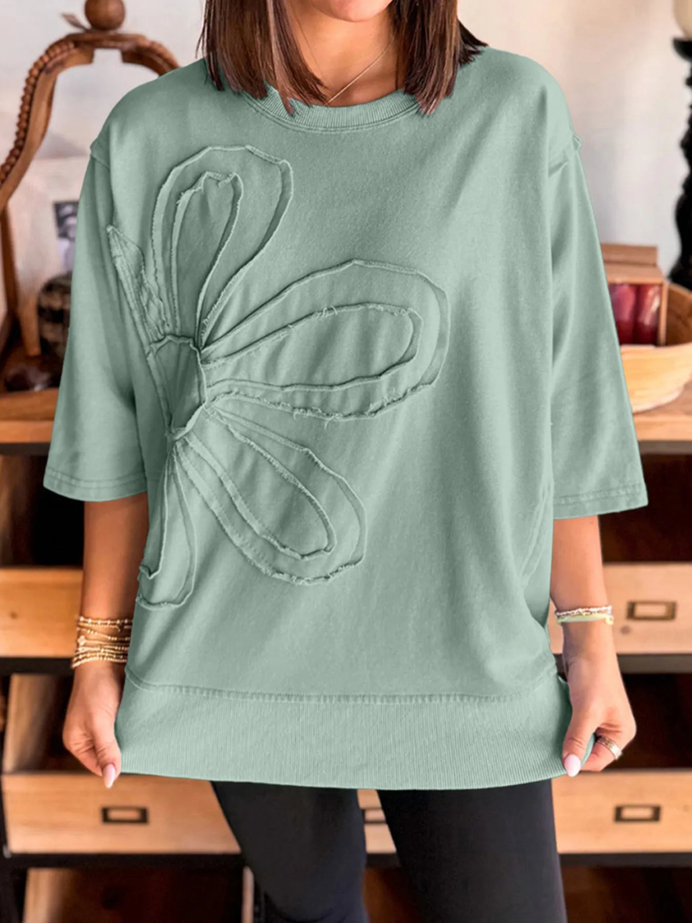 Trendsi Round Neck Oversized T-Shirt Sage