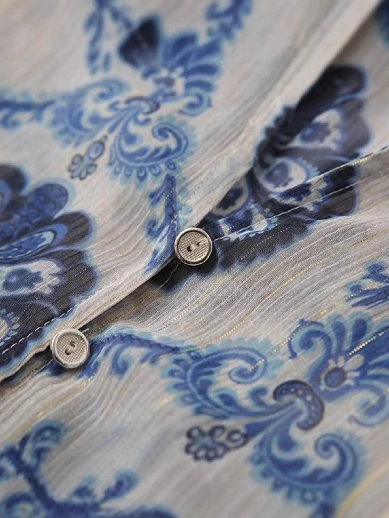 Trendsi Printed Button Up Long Sleeve Dress