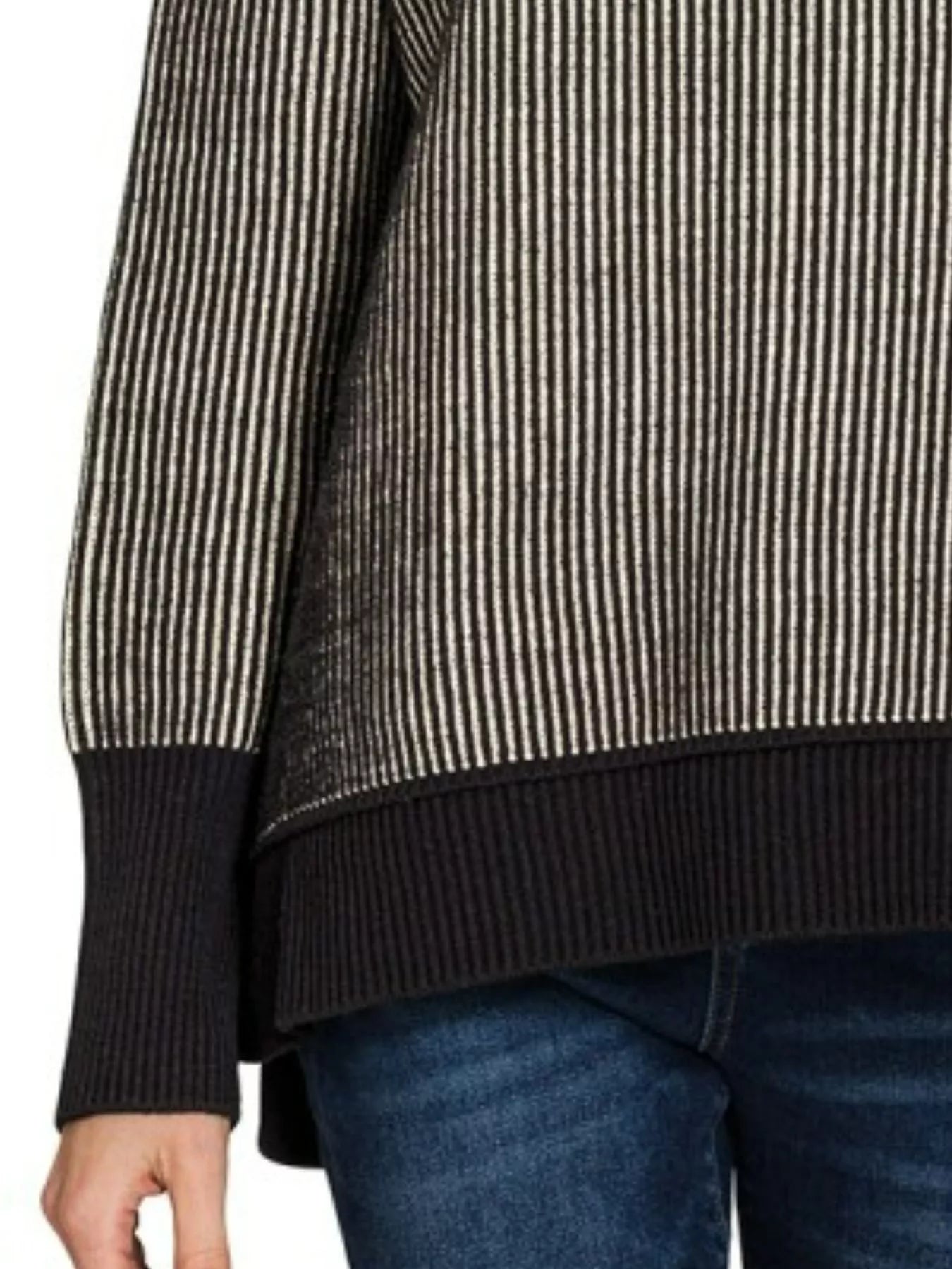 Trendsi Zenana Exposed Seam Two Tone Ribbed Sweater