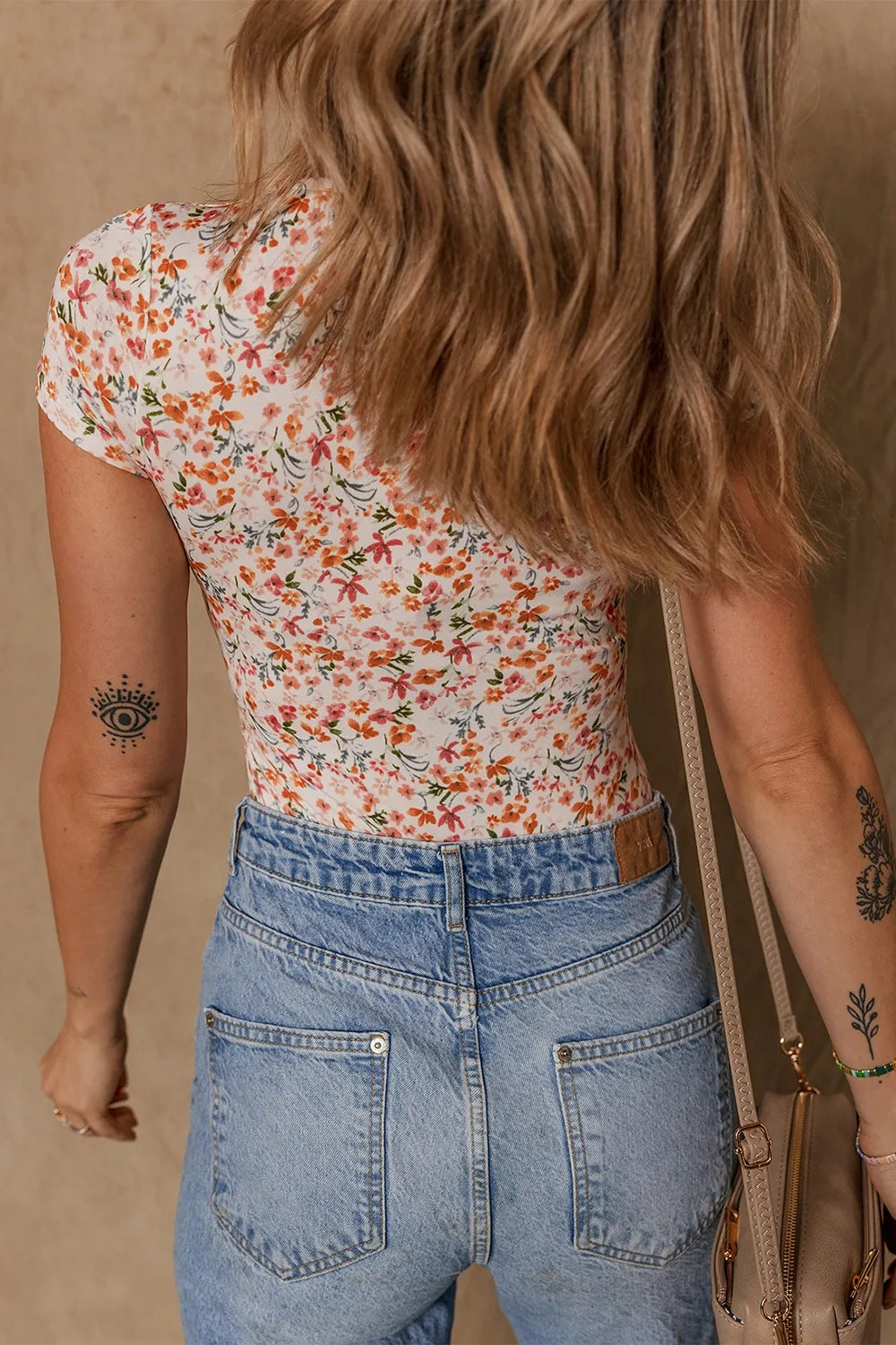 Trendsi Printed Ruched Short Sleeve Bodysuit