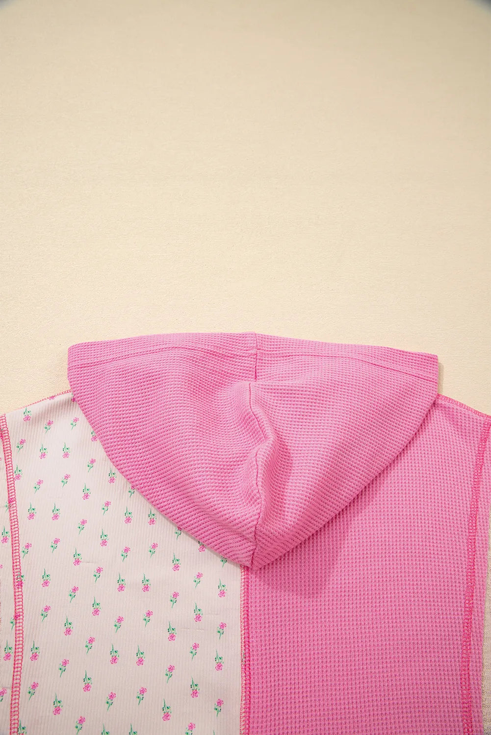 Trendsi Color Block Button Detail Hoodie