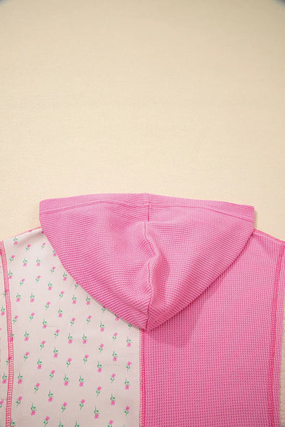 Trendsi Color Block Button Detail Hoodie