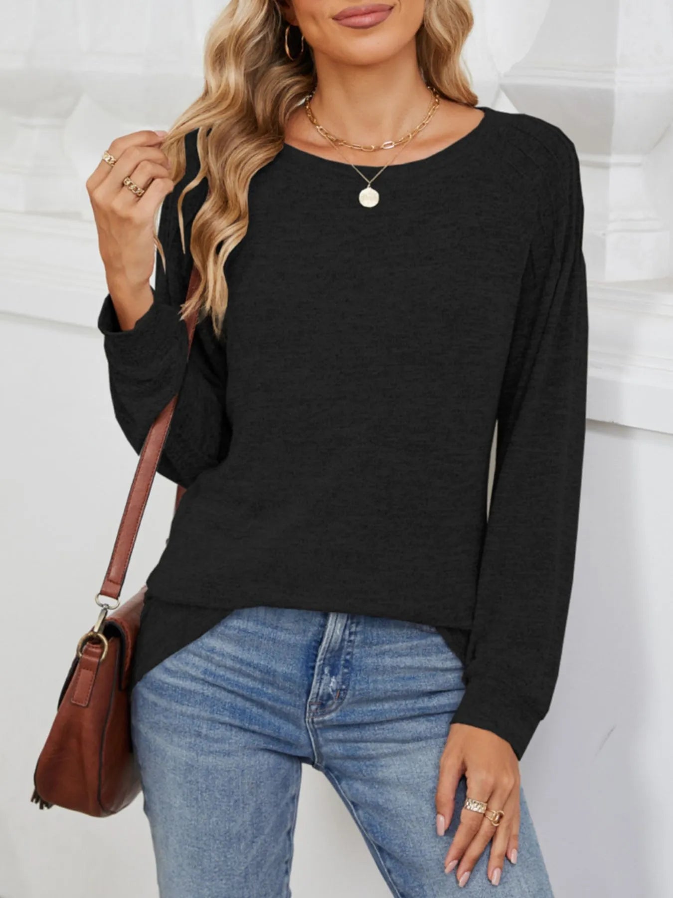 Trendsi Round Neck Long Sleeve T-Shirt